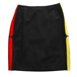 Gianni Versace Vintage Skirt Wool Silk Side Stripe Colorblock 80's Mini Size 40